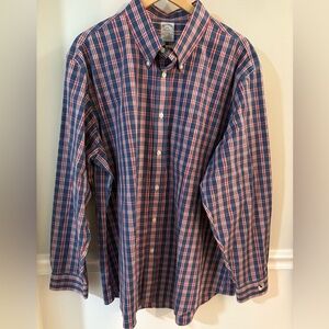 Brooks Brothers Non Iron Regent red/white/blue button down long sleeve shirt XXL